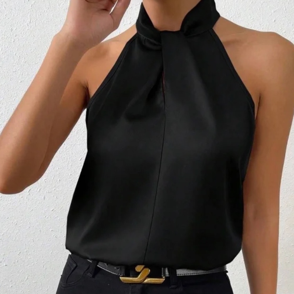 Luxe twist neck halter top